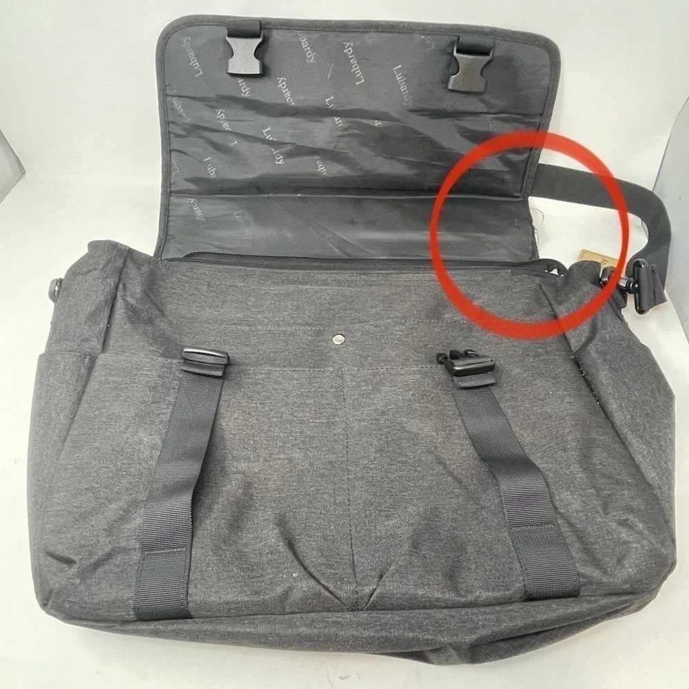 LUBARDY Black Waterproof Laptop Briefcase Satchel Shoulder Travel 15” X 13”
